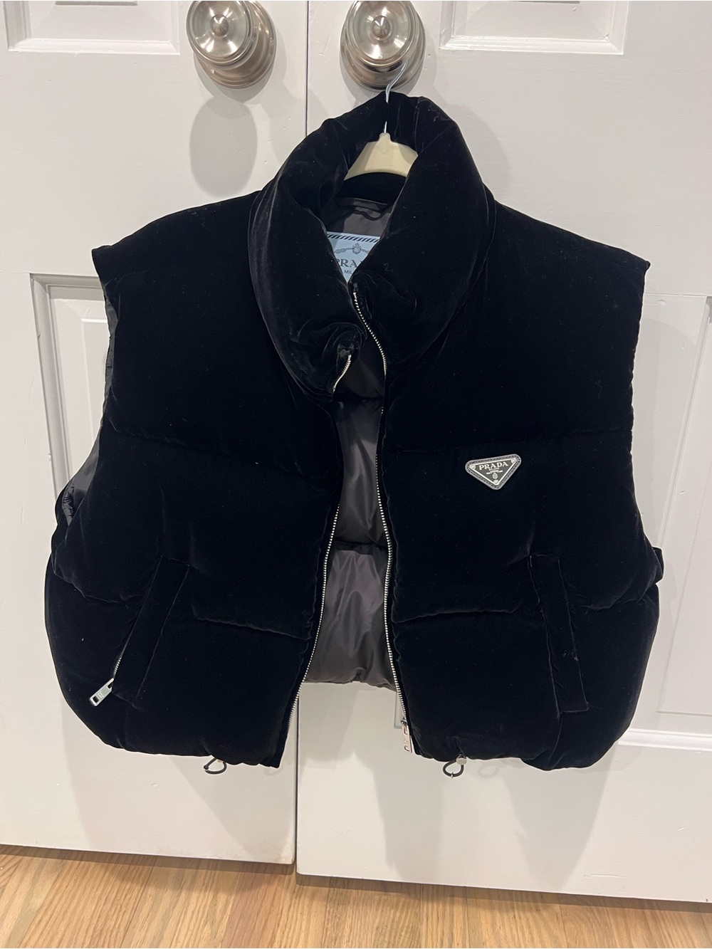 Prada Black Velvet Puffer Vest